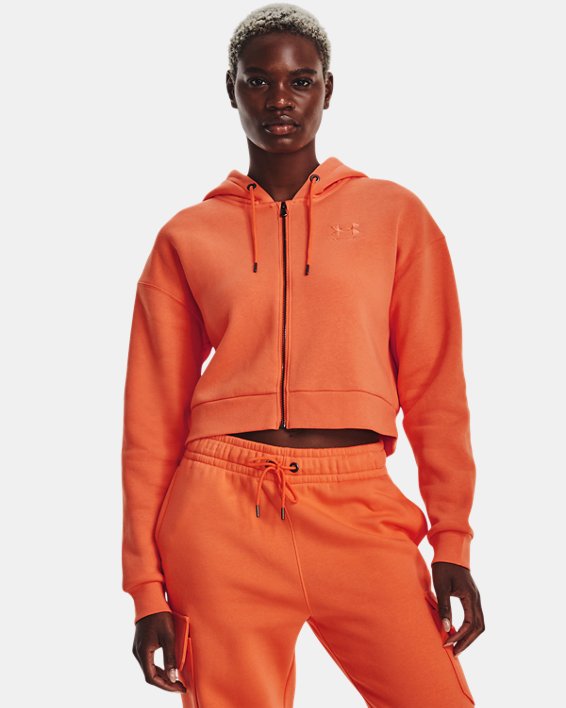 Women's UA Essential Fleece Playback Full-Zip Hoodie, Orange, pdpMainDesktop image number 0
